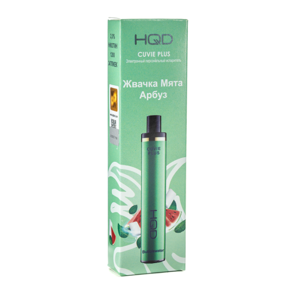 Одноразовая электронная сигарета HQD Cuvie Plus bubblewater (Жвачка мята арбуз) 1200 затяжек в Воркуте